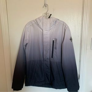 Mens ombre all weather jacket parka ski black and white like new